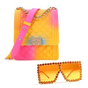 2 Pieces set jelly purse crossbody bag and sunglasses